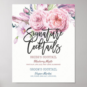 Weddenschap Handtekening Cocktail Drink Menu Boho Poster