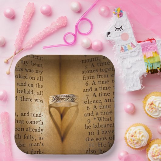 Weddenschap Hart Shadow op Bijbel Papieren Bordje (Feest)