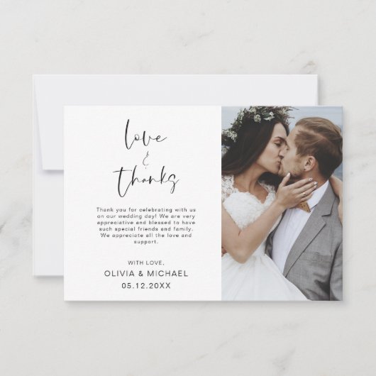 Weddenschap Hartelijk dank Foto Eenvoudig legant Bedankkaart (Voorkant)