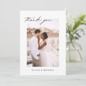 Weddenschap Hartelijk dank Foto minimalist Romanti Bedankkaart (Staand voorkant)