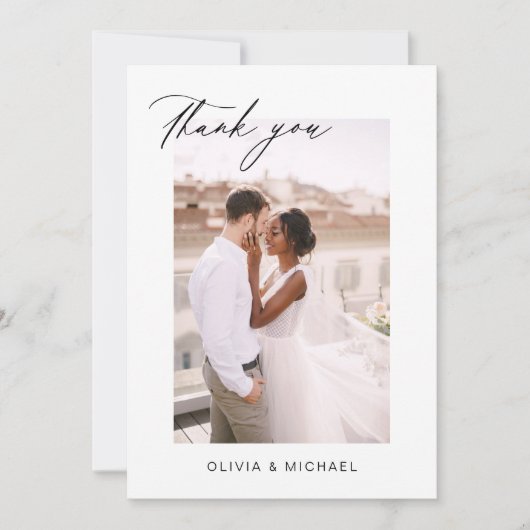 Weddenschap Hartelijk dank Foto minimalist Romanti Bedankkaart (Voorkant)