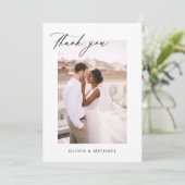 Weddenschap Hartelijk dank Foto minimalist Romanti Bedankkaart (Staand voorkant)