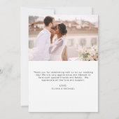 Weddenschap Hartelijk dank Foto minimalist Romanti Bedankkaart (Achterkant)
