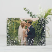 Weddenschap Hartelijk dank! Foto van White Floral Bedankkaart (Staand voorkant)