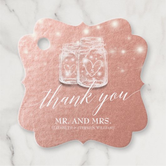 Weddenschap Hartelijk dank Mason Jar String Light Bedankjes Labels (Voorkant)