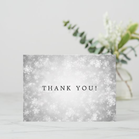 Weddenschap Hartelijk dank Nota Zilver Winter Wond Bedankkaart (Staand voorkant)
