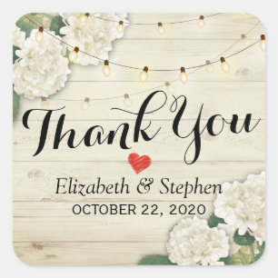 Weddenschap Hartelijk dank Rustic Wood Floral Stri Vierkante Sticker