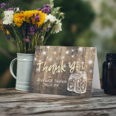 Weddenschap Hartelijk dank Rustic Wood Mason Jar L Bedankkaart