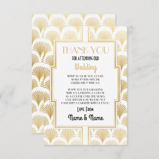 Weddenschap Hartelijk dank Verloving Art Deco Part Bedankkaart (Voorkant / Achterkant)