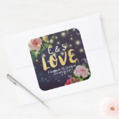 Weddenschap Hartelijk dank voor Chic Floral Paarse Vierkante Sticker (Envelop)