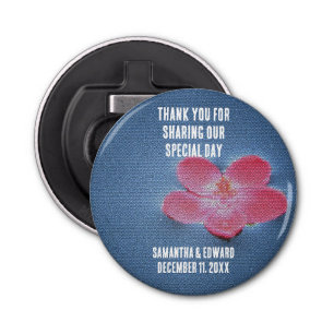 Weddenschap Hartelijk dank voor de roze bloem Meme Button Flesopener