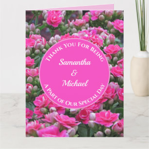 Weddenschap Hartelijk dank voor jullie roze bloeme Bedankkaart