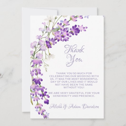 Weddenschap Hartelijk dank voor uw kaart Lavender  (Voorkant)