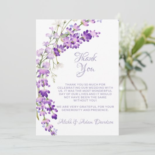 Weddenschap Hartelijk dank voor uw kaart Lavender (Staand voorkant)