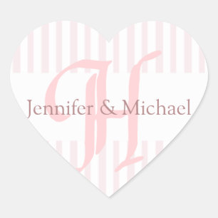 Weddenschap harten Bride en Groom Monogram letter Hart Sticker