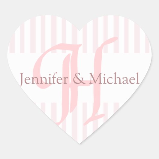 Weddenschap harten Bride en Groom Monogram letter  Hart Sticker (Voorkant)