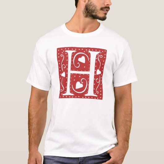 Weddenschap Harten Letter H T-shirt (Voorkant)