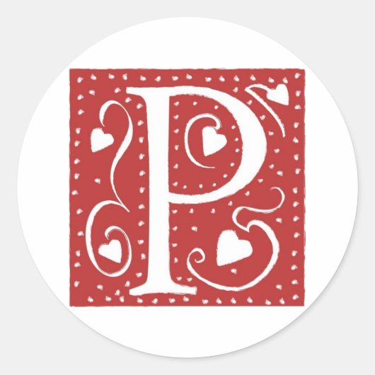 Weddenschap harten letter P Ronde Sticker (Voorkant)