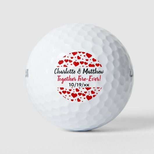 Weddenschap Harten Love Red Black Typography Favor Golfballen (Voorkant)