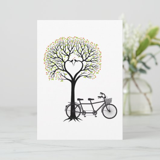 Weddenschap-hartwijn met tandem fiets kaart (Staand voorkant)
