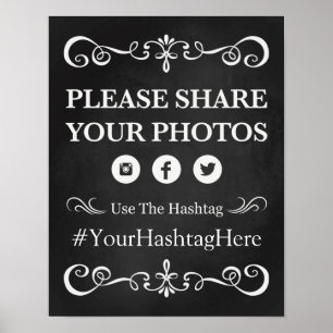 Weddenschap - Hashtag Wedding Chalkboard Poster