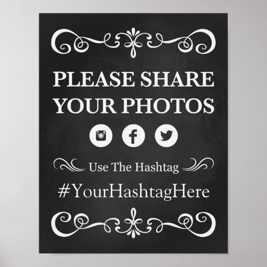 Weddenschap - Hashtag Wedding Chalkboard Poster (Voorkant)