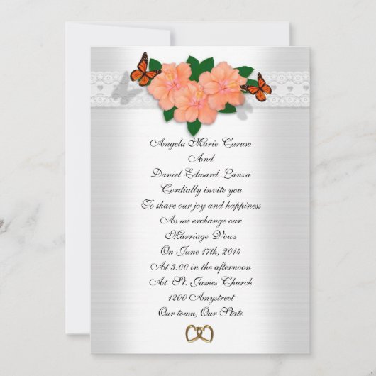 Weddenschap hibiscus en butterflies kaart (Voorkant)