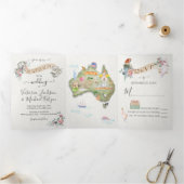 Weddenschap in Australië Drieluik Uitnodiging (Binnen)