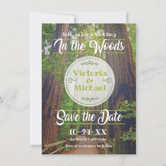 Weddenschap in de bossen De datum opslaan Save The Date (Voorkant)