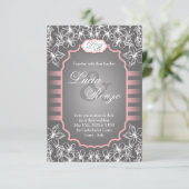 Weddenschap in elegant grijs en roze kaart (Staand voorkant)
