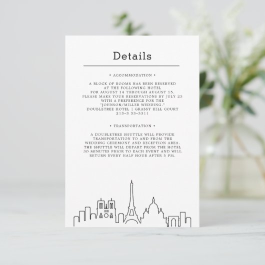 Weddenschap in Frankrijk | Uitnodiging voor detail (Staand voorkant)