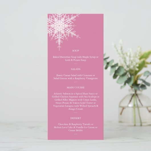 Weddenschap in het wintermenu (roze) menu (Staand voorkant)