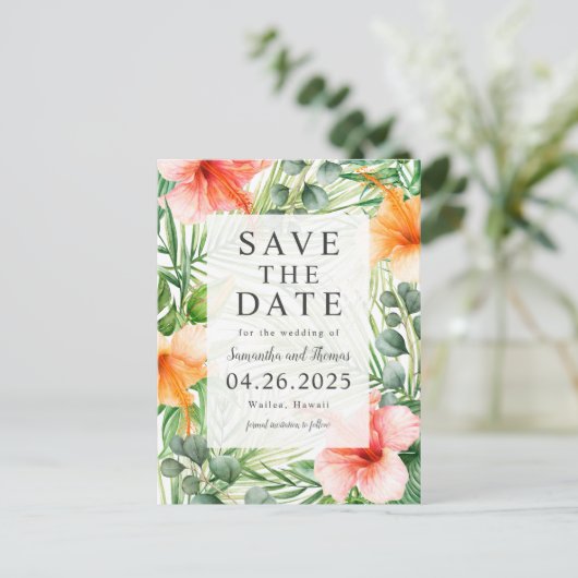 Weddenschap in Paradise Save the Date Aankondigingskaart (Staand voorkant)