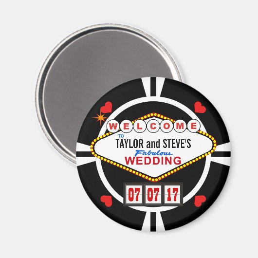 Weddenschap in Vegas Casino Favor Poker Chip Magneet (Voorkant / Achterkant)