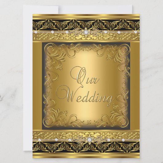 Weddenschap Invite Metallic Gold Black Diamond Kaart (Voorkant)