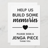 Weddenschap Jenga Guest Book Sign Kaart (Voorkant / Achterkant)