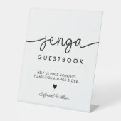 Weddenschap Jenga Guest Book Sign Reclamebord Met Voetstuk (Voorkant)