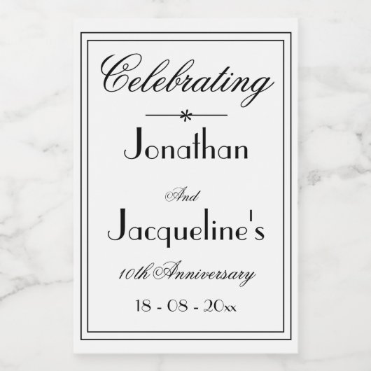 Weddenschap Jubileum Favor Elegant Chic White Mini Wijn Etiket (Enkel label)