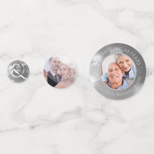 Weddenschap Jubileum Foto Silver Custom Confetti (Voorkanten)