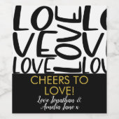 Weddenschap Jubileum Love Typography Black White Wijn Etiket (Enkel label)
