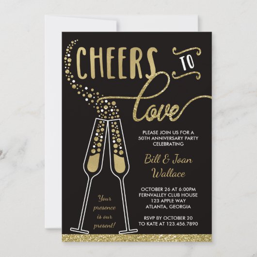 Weddenschap Jubileum Uitnodiging Faux Glitter (Voorkant)