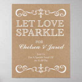 Weddenschap -Let Love Sparkle Rustic Wedding Sign Poster