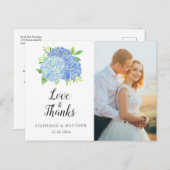 Weddenschap Liefde & Bedankt Hydrangea Floral Foto Briefkaart (Voorkant / Achterkant)