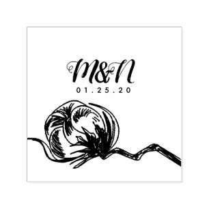 Weddenschap Logo Cotton Plant Hand Drawn Zelfinktende Stempel