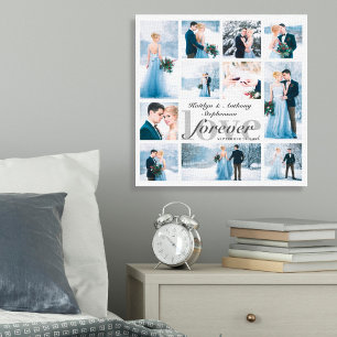 Weddenschap LOVE FOREVER Foto Collage Aangepaste k Canvas Afdruk