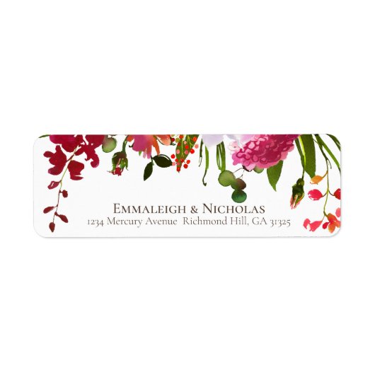 Weddenschap Magenta Roze koraal Floral Adres Etiket (Voorkant)