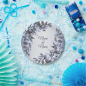 Weddenschap marinier Blue Floral Silver Gray Party Papieren Bordje (Feest)
