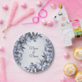 Weddenschap marinier Blue Floral Silver Gray Party Papieren Bordje (Feest)