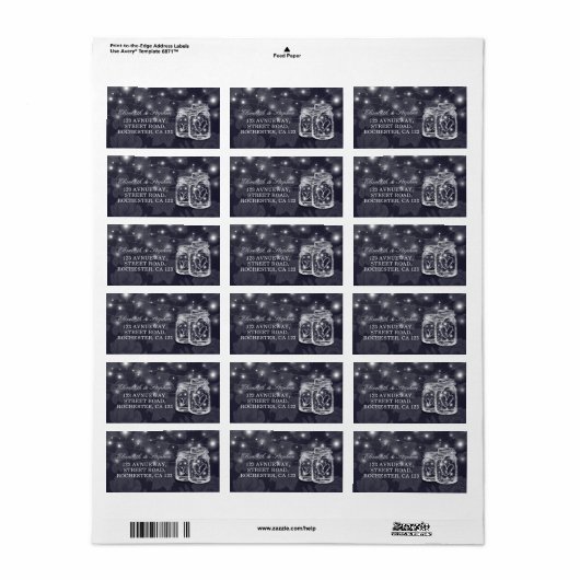 Weddenschap Mason Jars String Lights Navy Blue Etiket (Full Sheet)