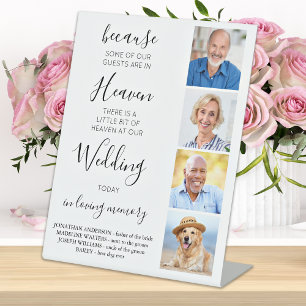 Weddenschap Memorial Custom 4 Photo Collage Heaven Reclamebord Met Voetstuk